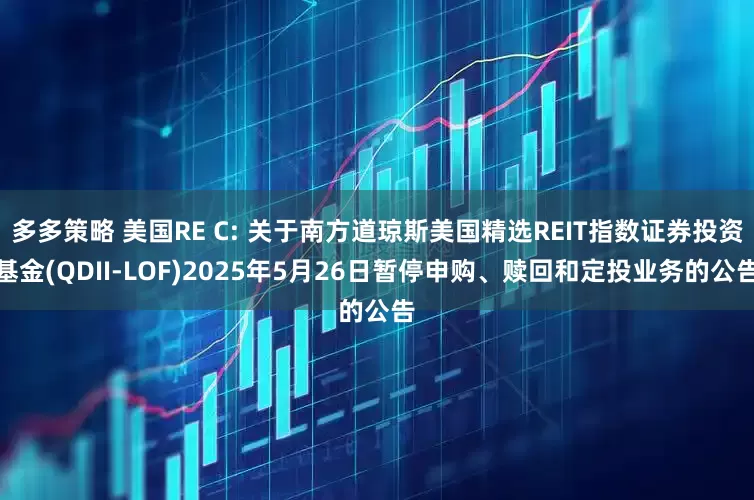多多策略 美国RE C: 关于南方道琼斯美国精选REIT指数证券投资基金(QDII-LOF)2025年5月26日暂停申购、赎回和定投业务的公告